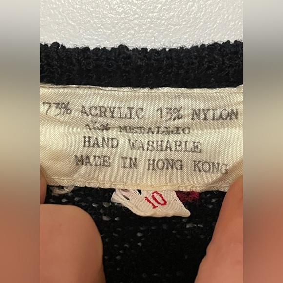 Vintage Casual Corner Black with Gold Metallic Strips Long Sleeve Shirt - Picture 8 of 14